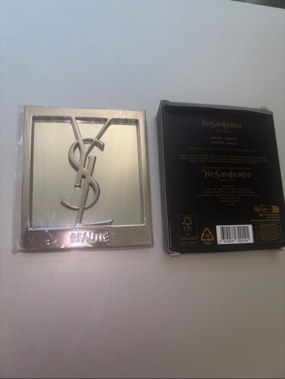 Yves Saint Laurent Silver Logo Compact Mirror